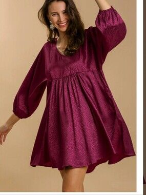 NWT 2XL Umgee Longsleeve Animal Print Sateen Babydoll Dress